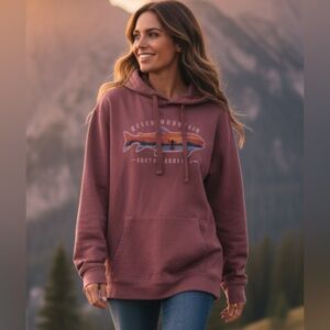 EMI Sportswear,Burgundy Graphic North Carolina Fly Fishing Hoodie. POCKETS LARGE